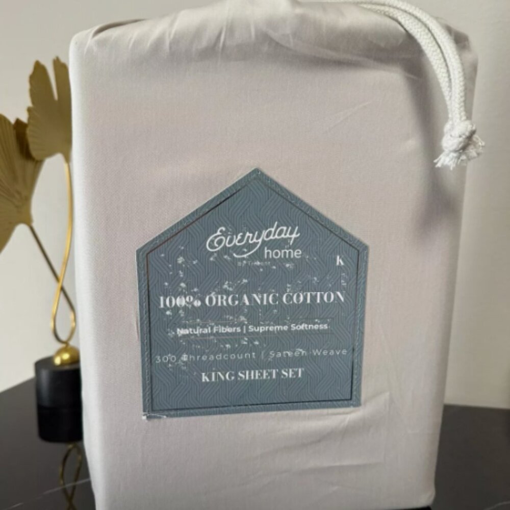 Everyday Home Trident 300 Thread Count 100% Cotton 4-Pc. Sheet Set, King - Sand